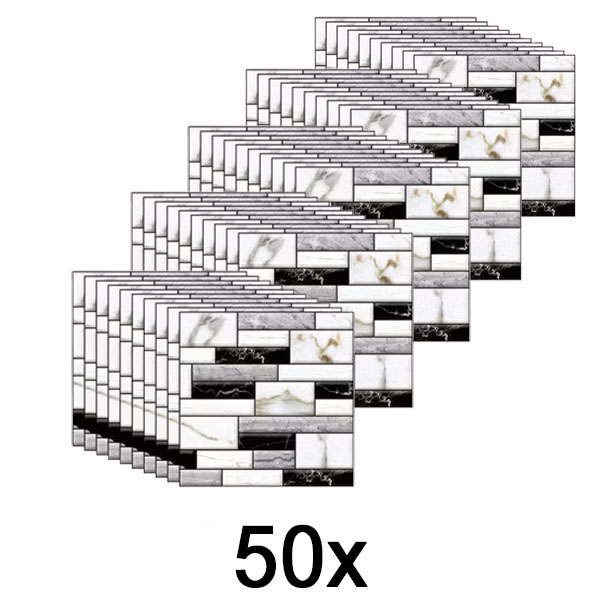 5x Autocolante de perete 3D cu aspect de marmură (10 buc) | MARBLEBLOCKS